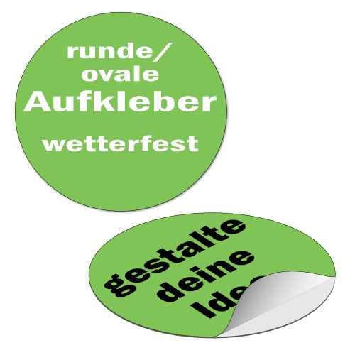 PVC Aufkleber selbst gestalten, rund oder oval