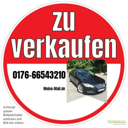 zu verkaufen Aufkleber mit Telefonnummer, rund 20 cm – Bild 2